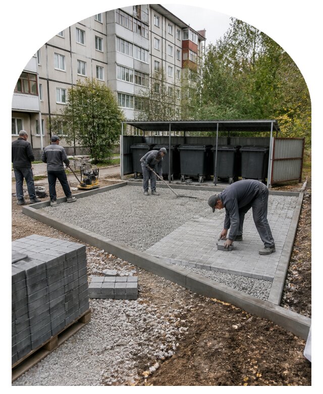 Устройство площадки под контейнеры на территории в Нижнем Новгороде